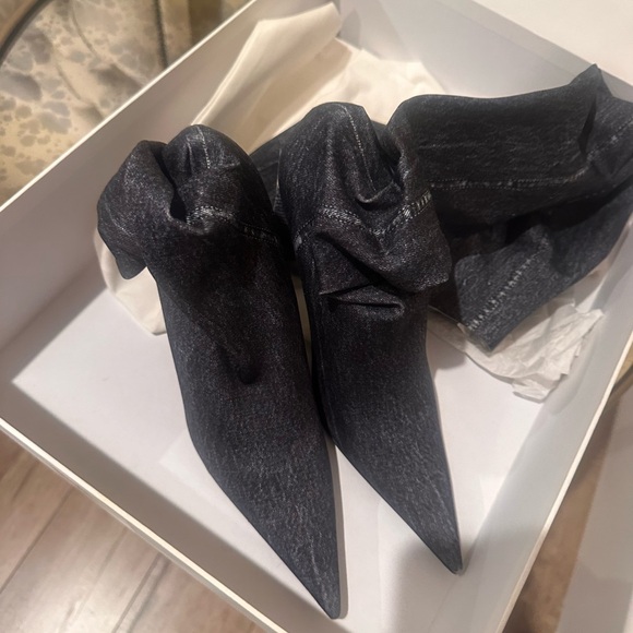 Balenciaga thigh high boots in denim blue indigo Size 36.5 Worn Once - Picture 2 of 6